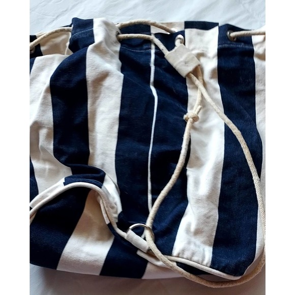 Walt Disney World Mickey Mouse Drawstring Canvas Beach Bag 15" Blue/Natural - Picture 5 of 7